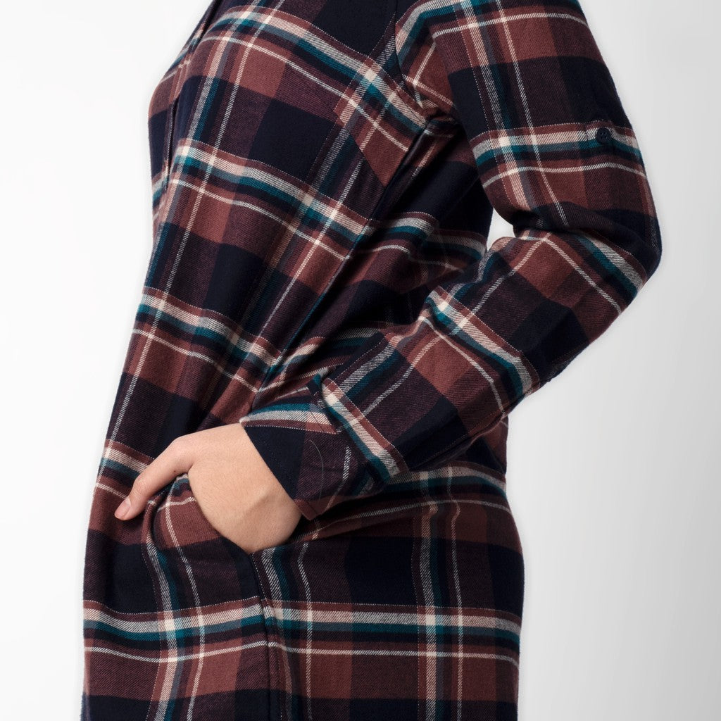 Benhill Kemeja Tunik Flannel Wanita Kotak Coklat 201-11535