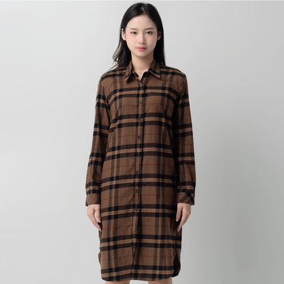 Benhill Kemeja Tunik Flannel Wanita Kotak Coklat 0747-11535
