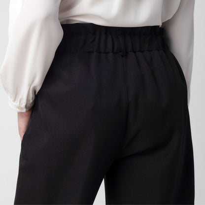 Benhill Celana " Eunji"  Bahan Wanita High Waist Jogger Pant Pinggang Karet Black 219-39275