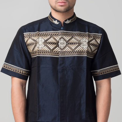 Benhill Taqwa Koko Bordir Pria Lengan Pendek Navy 2078-12308