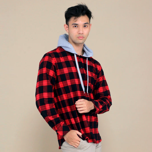Benhill Hoodie Flannel Kotak Merah 27375-76-11438