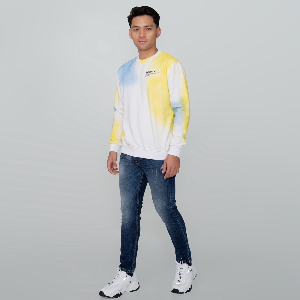 Benhill Sweatshirt Crewneck Tie dye Yellow 484-29150