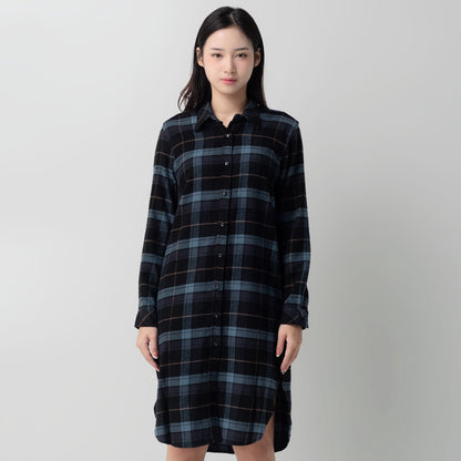 Benhill Kemeja Tunik Flannel Wanita Kotak Abu 1151-11635