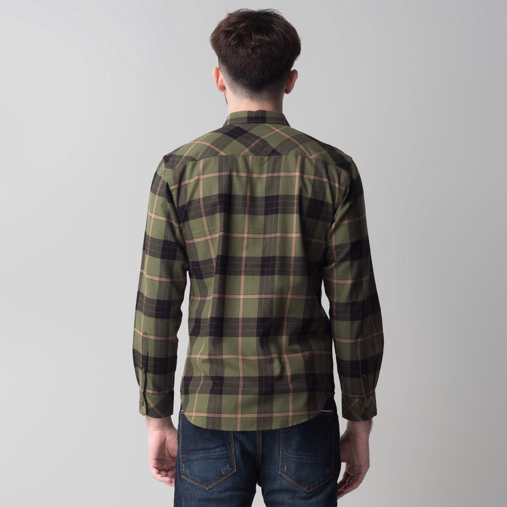 Benhill Kemeja Pria Flannel Lengan Panjang  Kotak Hijau 57-11733