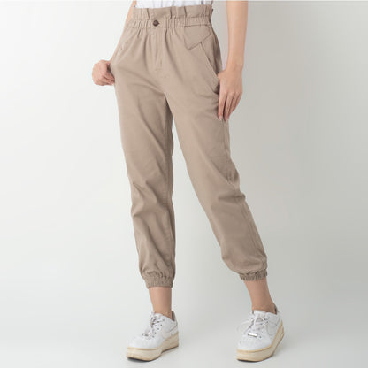 Benhill Celana  "Rae"  Stretch Wanita High Waist Jogger Pants Khaki 285-32991