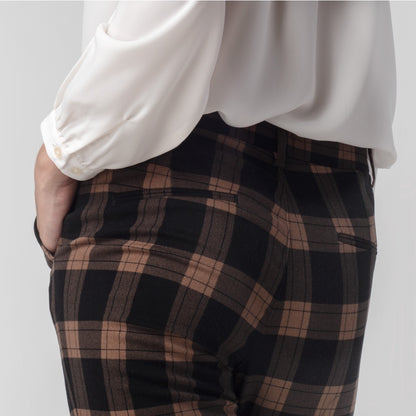 Benhill Celana Tartan Wanita "Narae" Plaid Pants Kotak Brown 263-32582