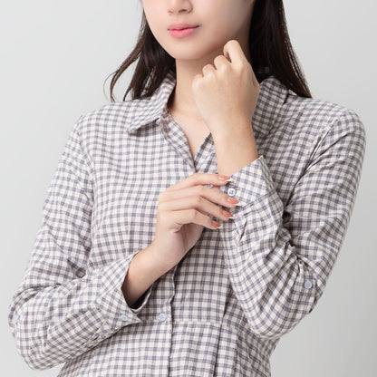 Benhill Gamis Wanita Flannel Lengan Panjang Kotak Abu 0742-11630