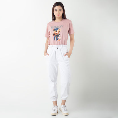 Benhill Celana  "Rae"  Stretch Wanita High Waist Jogger Pants White 284-32191