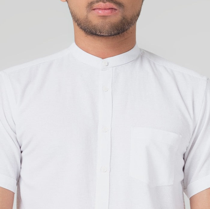 Benhill Kemeja Koko Pria Linen Polos Lengan Pendek White 28153-16110