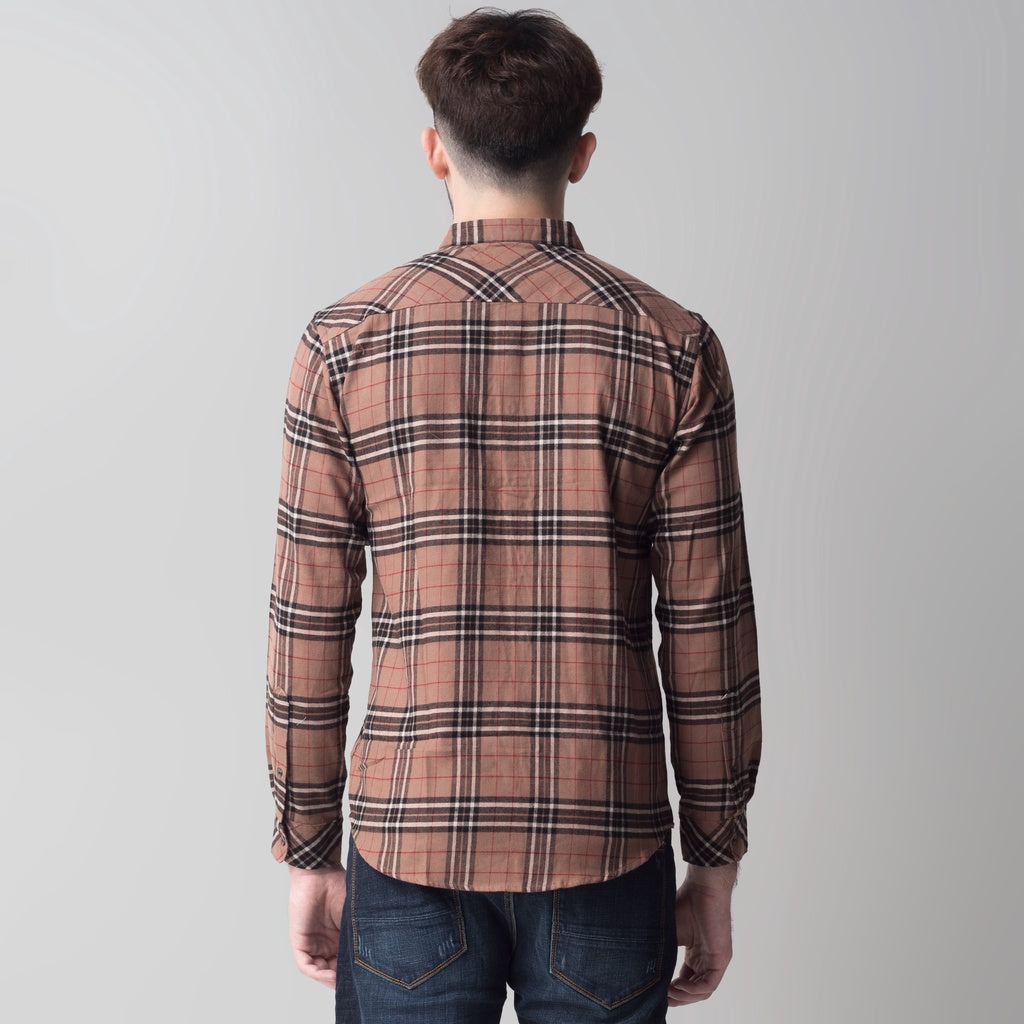 Benhill Kemeja Pria Flannel Lengan Panjang  Kotak Coklat 27093-11533