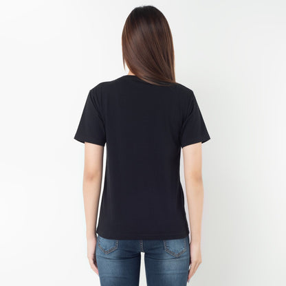 Benhill T-shirt Kaos Wanita Grafis Katun 30s Combed Lengan Pendek Hitam 603-35286