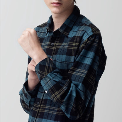 Benhill Kemeja Pria Flanel Panjang  Kotak Abu 28912-11633