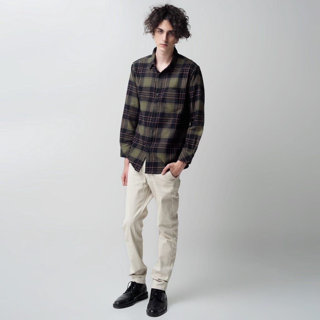 Benhill Kemeja Pria Flannel Lengan Panjang Kotak Hijau 28182-83-11S33