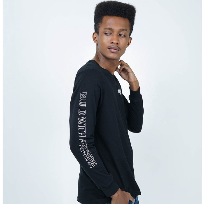 Benhill T-shirt Grafis Katun 30s Combed Lengan Panjang Hitam 354-35272