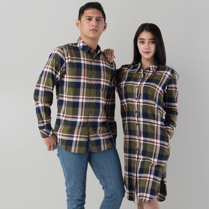 Benhill Kemeja Tunik Couple  Flannel Kotak Hijau 0727-11735-28075-11733