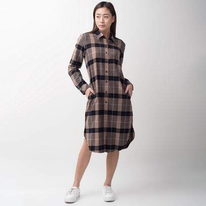 Benhill Kemeja Tunik Flannel Wanita Kotak Cream 0722-11535