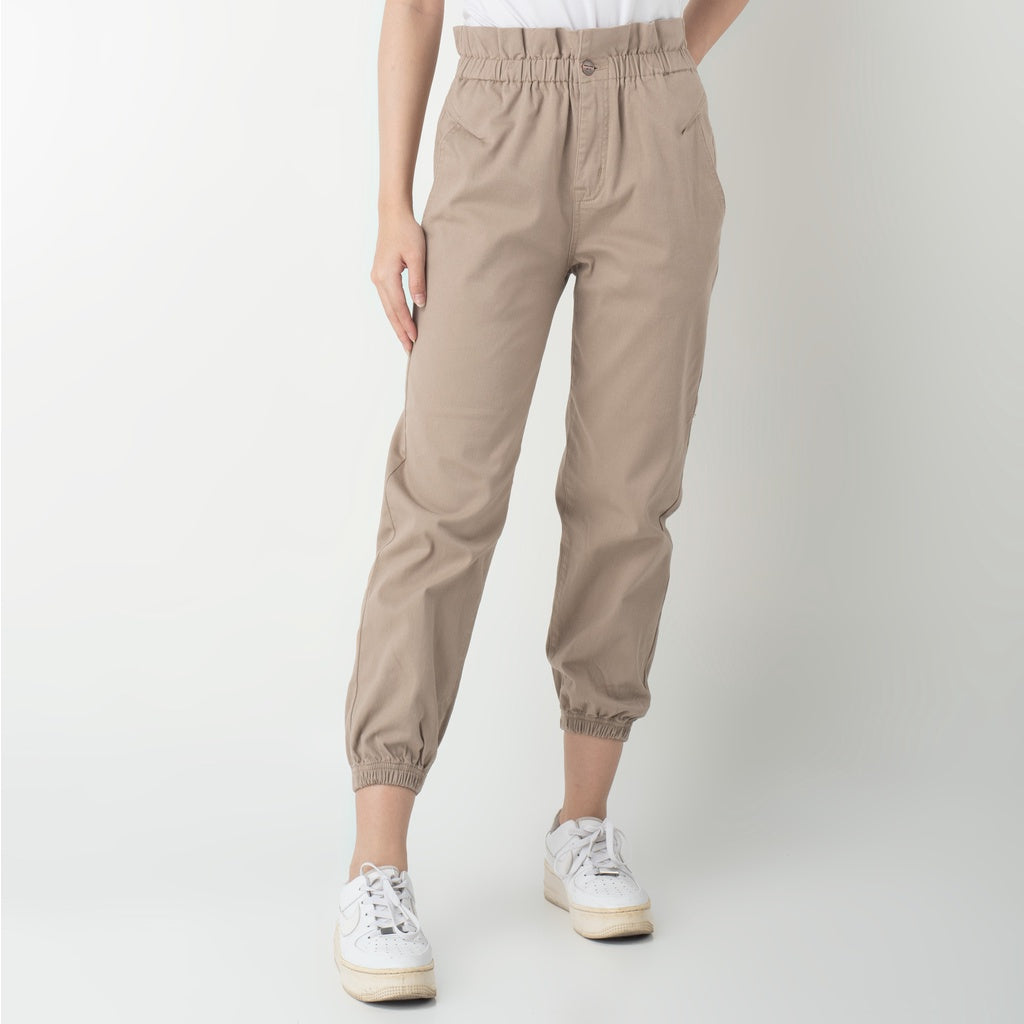Benhill Celana  "Rae"  Stretch Wanita High Waist Jogger Pants Khaki 285-32991
