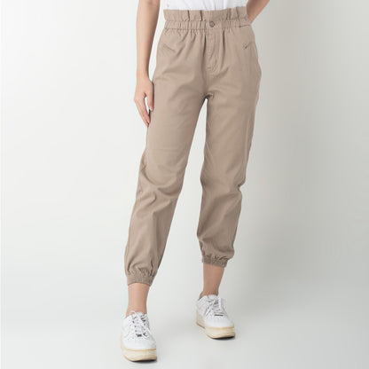 Benhill Celana  "Rae"  Stretch Wanita High Waist Jogger Pants Khaki 285-32991