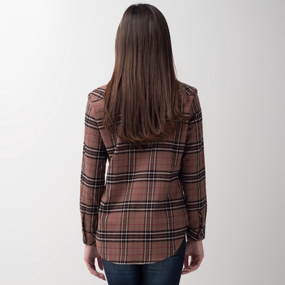 Benhill Kemeja Wanita Flannel Lengan Panjang Kotak Coklat 753-11562