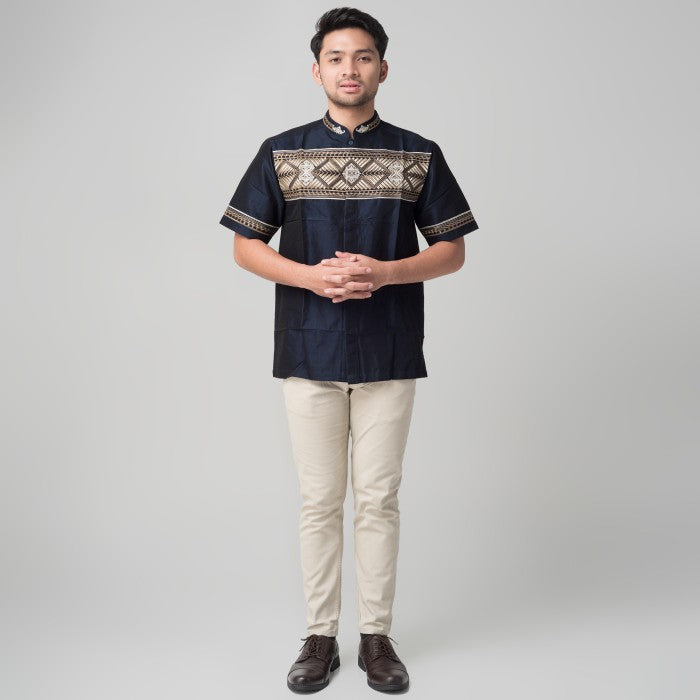 Benhill Taqwa Koko Bordir Pria Lengan Pendek Navy 2078-12308