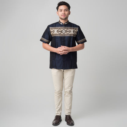 Benhill Taqwa Koko Bordir Pria Lengan Pendek Navy 2078-12308