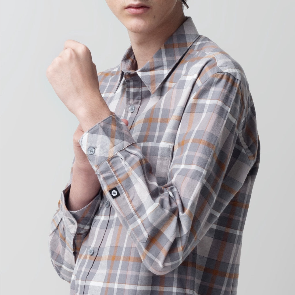 Benhill Kemeja Pria Flanel Panjang Kotak Abu art. 28186-11633