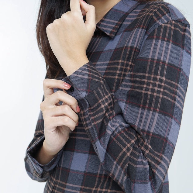 Benhill Kemeja Tunik Flannel Wanita Kotak  Abu 726-11635