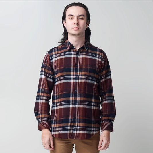 Benhill Kemeja Pria Flannel Lengan Panjang Kotak Coklat 29408-11533
