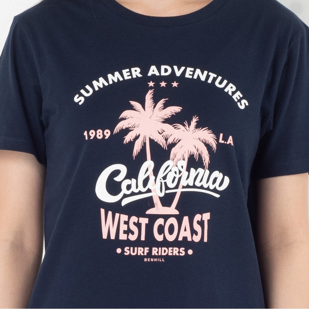 Benhill T-shirt Grafis Katun 30s Combed Lengan Pendek Navy 601-15368