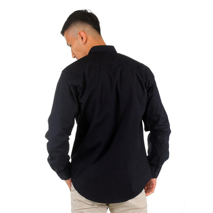 Benhill Kemeja Pria Basic Polos Lengan Panjang Katun Poplin Hitam 27357-58-19233