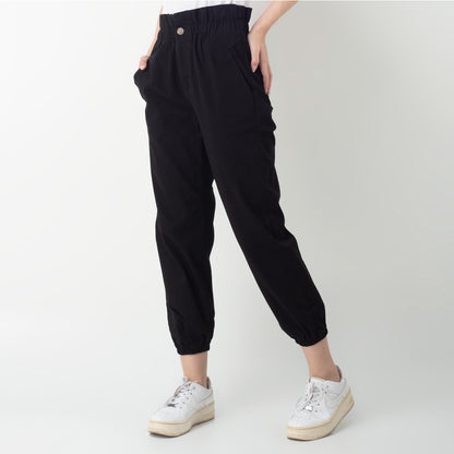 Benhill Celana  "Rae"  Stretch Wanita High Waist Jogger Pants Black 282-32291