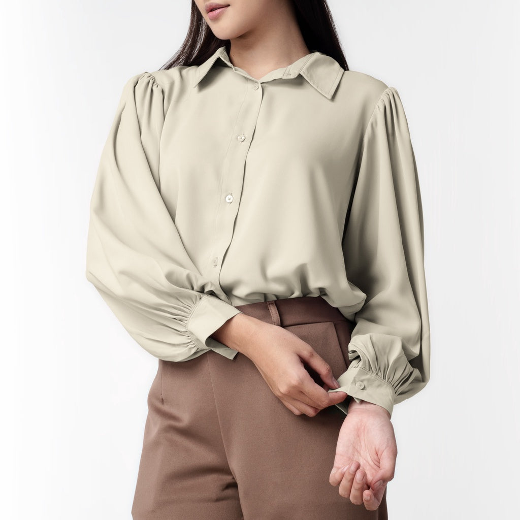 Benhill Kemeja Wanita " Seori" Tops Lengan Panjang Olive 867-39779