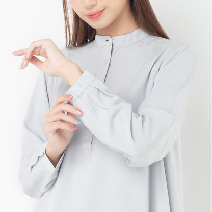 Benhill Kemeja "Hee soo" Tunik Dress Wanita Krah Shanghai Lengan Panjang Grey  274-39387