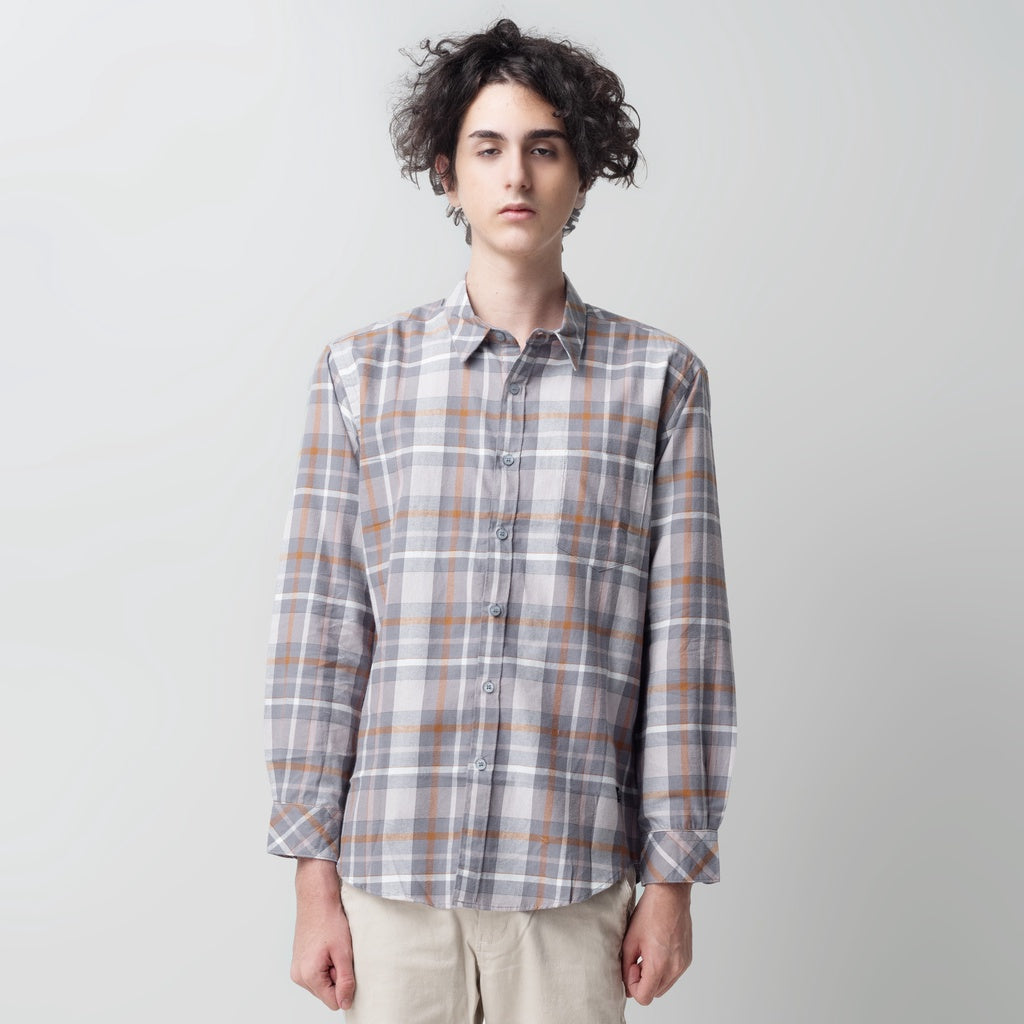 Benhill Kemeja Pria Flanel Panjang Kotak Abu art. 28186-11633