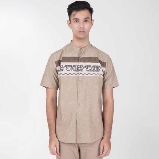 Benhill Kemeja Koko Pria Cotton Printing Lengan Pendek Coklat 28-16510