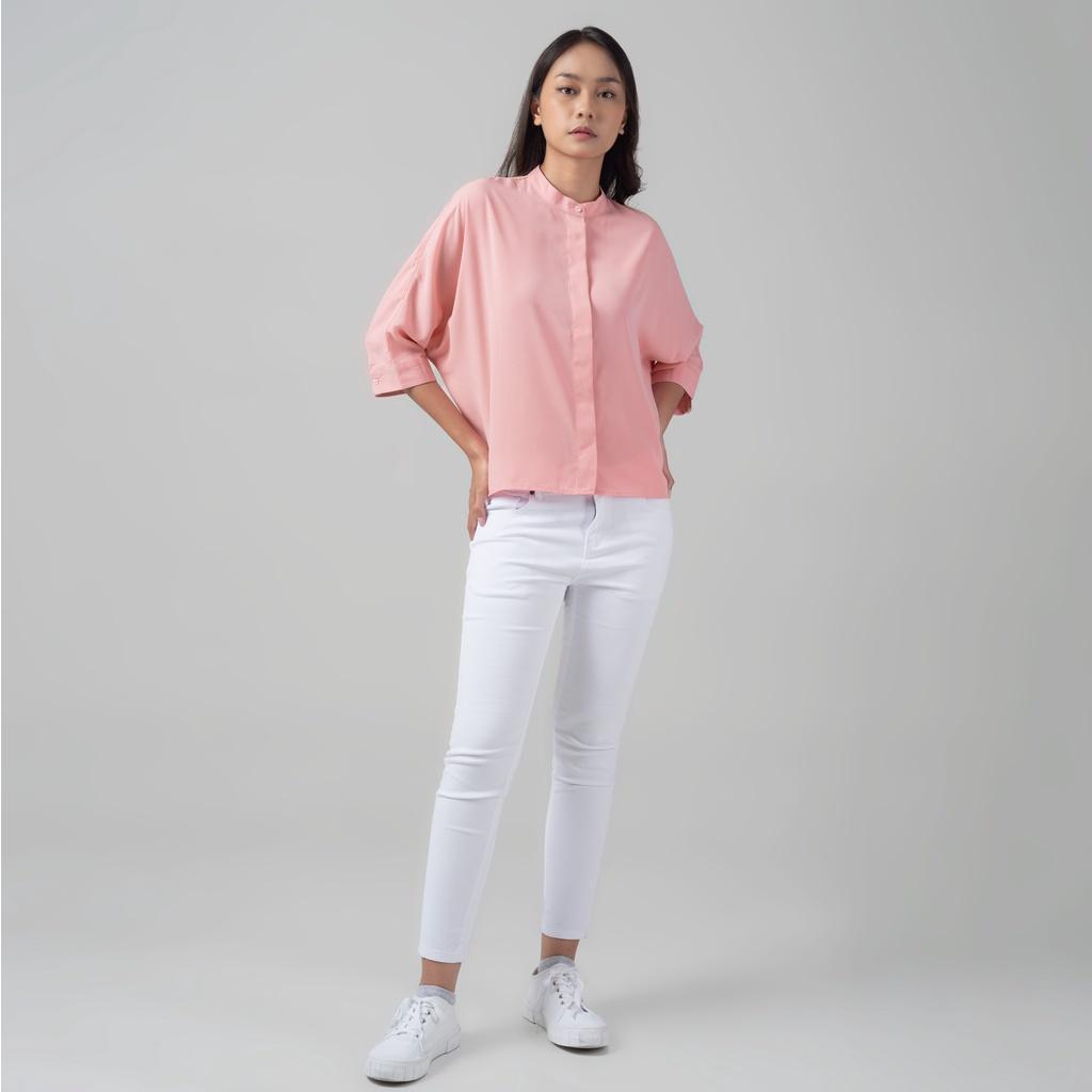 Benhill Kemeja Wanita " Sena" Tops Krah Shanghai Lengan 3/4 Pink A103-29J0M