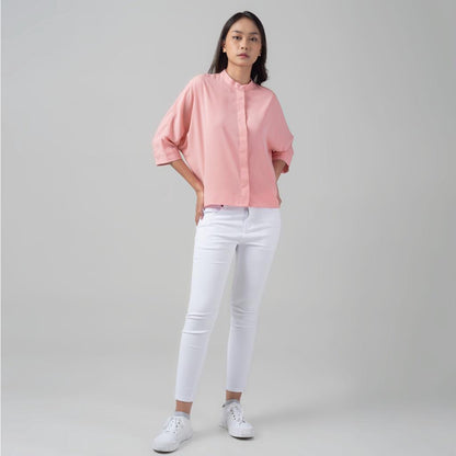 Benhill Kemeja Wanita " Sena" Tops Krah Shanghai Lengan 3/4 Pink A103-29J0M