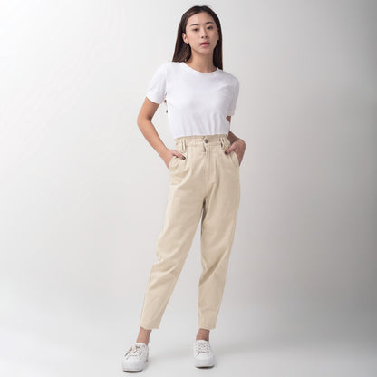 Benhill "Minji" Celana Panjang High Waist Wanita Beige  988-22955