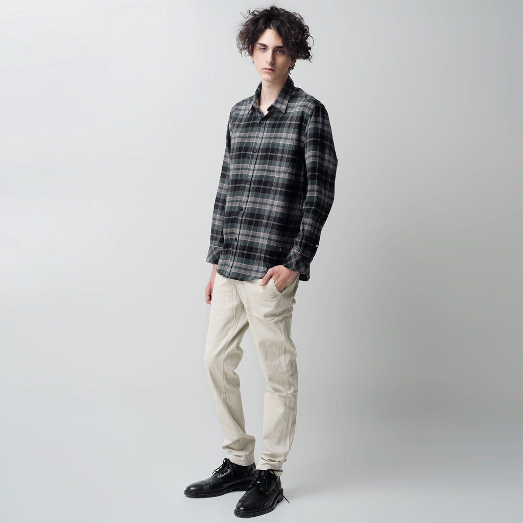 Benhill Kemeja Pria Flannel Lengan Panjang Kotak Hijau 29229-21733