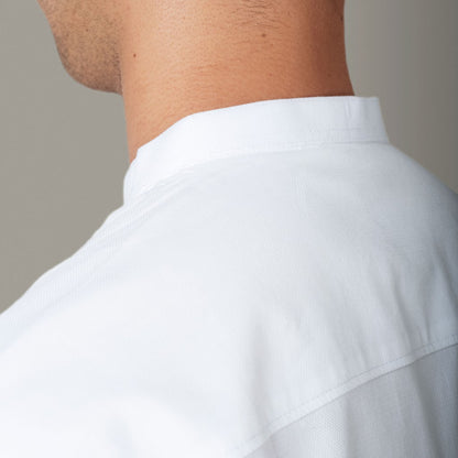 Benhill Kemeja Pria Koko Lengan Panjang Cotton Dobby Putih 11-16-13171