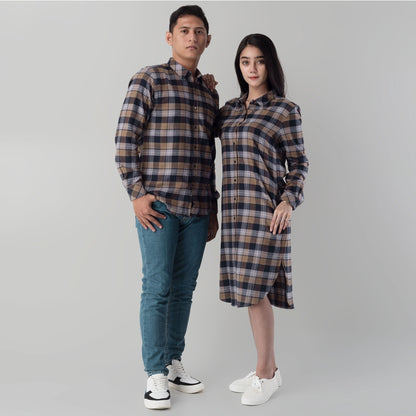 Benhill Kemeja Tunik Flannel Wanita Kotak Abu 0731-11335