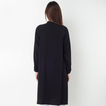 Benhill Kemeja "Hee soo" Tunik Dress  Wanita Krah Shanghai Lengan Panjang Black 274-39287