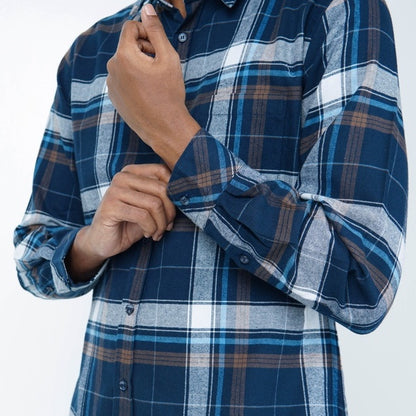 Benhill Kemeja Pria Flannel Lengan Panjang  Kotak Biru 41-11333