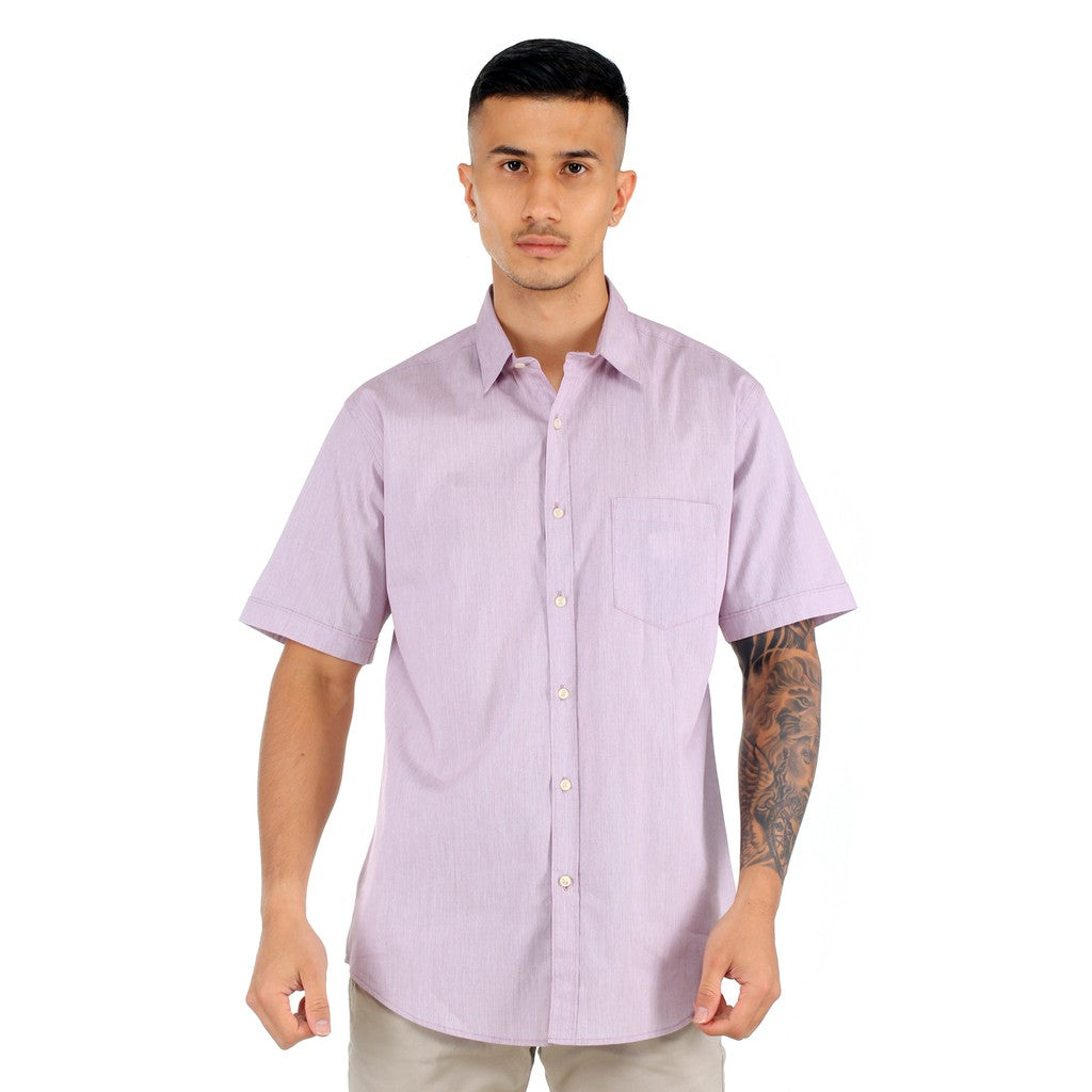 Benhill Kemeja Pria Basic  Polos  Lengan Pendek Katun Filafil  Lilac  27331-32-13834