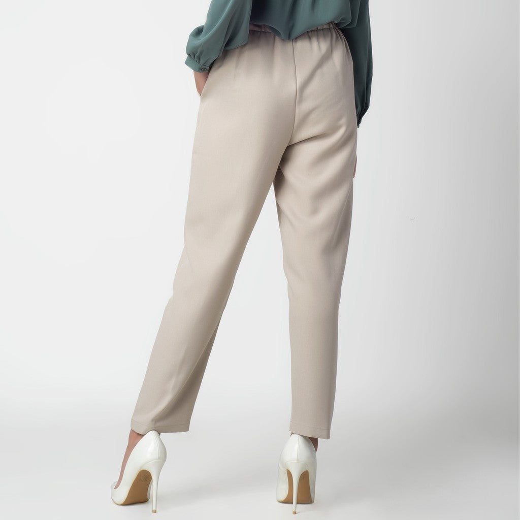 Benhill "Choe" Celana Bahan Wanita High Waist Beige 217-39574