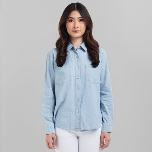 Benhill Kemeja Wanita Denim  Lengan Panjang Light Blue 821-19362
