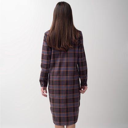 Benhill Kemeja Tunik Flannel Wanita Kotak Abu 0717-11635