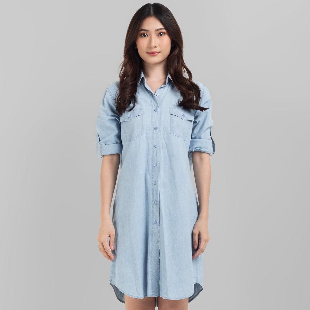 Benhill Kemeja Tunik Jeans Wanita Lengan Panjang Light Blue 0734-19311