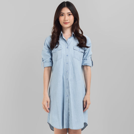 Benhill Kemeja Tunik Jeans Wanita Lengan Panjang Light Blue 0734-19311