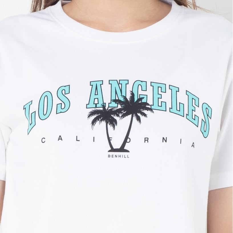 Benhill T-shirt Kaos Wanita Grafis Katun 24s Combed Lengan Pendek Putih 605-35186